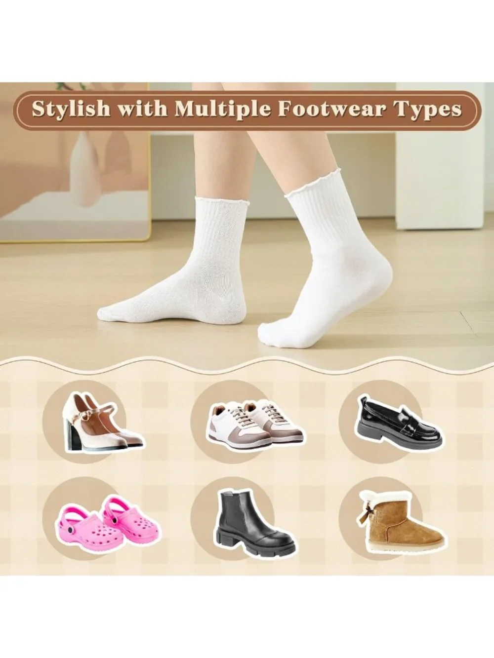 Ruffle Ankle Crew Socks for Women - Breathable Frilly White Bulk Pack